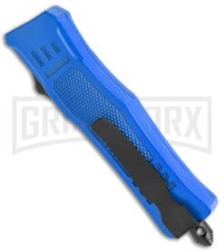 Atomic Defender Mini OTF Blue Automatic Dagger Knife - Two Tone Plain -Grindworx Atomic Defender Mini OTF Auto Blue TT Dagger BHQ 141218 jr side 2 large