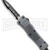 Atomic Defender Mini OTF Automatic Knife Gray - Serrated Two Tone Dagger -Grindworx Atomic Defender Mini OTF Auto Gray TT Dagger Serr GX 37391 jr large