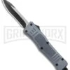 Atomic Defender Medium OTF Automatic Clip Point Knife Black (2.625" TT Satin) -Grindworx Atomic Defender Mini OTF Auto Gray TT Recurve GX 37515 jr large