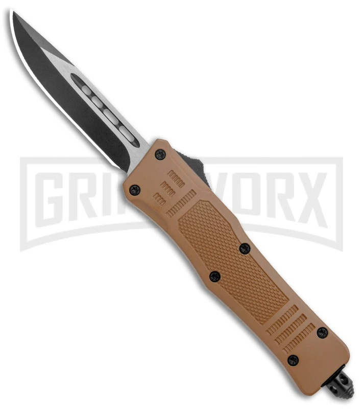 Atomic Defender Mini OTF Automatic Knife Sand Brown (2.625" Two-Tone) 3 Atomic Defender Mini OTF Automatic Knife Sand Brown (2.625" Two-Tone)