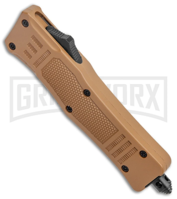 Atomic Defender Mini OTF Automatic Knife Sand Brown - Two Tone Spear Point 4 Atomic Defender Mini OTF Automatic Knife Sand Brown - Two Tone Spear Point - Image 2
