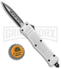Atomic Defender Mini White OTF Automatic Dagger Knife - Two Tone Plain 9 Atomic Defender Mini White OTF Automatic Dagger Knife - Two Tone Plain -Grindworx Atomic Defender Mini OTF Auto White TT Dagger BHQ 141209 jr bottlecap large