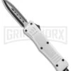 Atomic Defender Mini White OTF Automatic Dagger Knife - Two Tone Plain -Grindworx Atomic Defender Mini OTF Auto White TT Dagger BHQ 141209 jr large