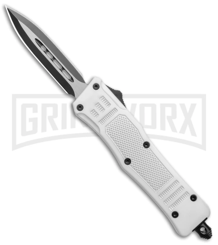 Atomic Defender Mini White OTF Automatic Dagger Knife - Two Tone Plain 3 Atomic Defender Mini White OTF Automatic Dagger Knife - Two Tone Plain