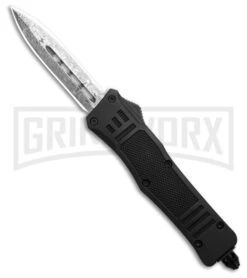 Atomic Defender Mini OTF Automatic Knife Black - Damascus Dagger Plain