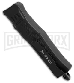 Atomic Defender Mini OTF Automatic Knife Black - Serrated Damascus Tanto -Grindworx Atomic Defender Mini OTF Automatic Knife Black Serrated Damascus Tanto GX 42356 hd side large