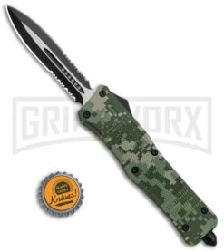 Atomic Defender Large OTF Automatic Knife Green Digi Camo - Serr Two Tone Dagger -Grindworx Atomic Defender OTF Auto Green Digi Camo Serr TT Dagger GX 37230 jr bottlecap large