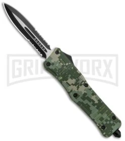 Atomic Defender Large OTF Automatic Knife Green Digi Camo - Serr Two Tone Dagger