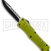 Atomic Defender Medium OTF Automatic Knife OD Green - Two Tone Drop Point -Grindworx Atomic Defender OTF OD Green DP TT GX 36388 jr large