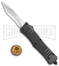 Atomic Defender Large OTF Automatic Knife Black - Satin Recurve Tanto -Grindworx Atomic Defender OTF Recurve Tanto Black Satin 6PA21 55B BP 19783 jr bottlecap large