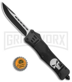 Atomic Defender Large OTF Automatic Knife Black Punisher - Two Tone Drop Point 11 Atomic Defender Large OTF Automatic Knife Black Punisher - Two Tone Drop Point -Grindworx Atomic Defender Punisher DP Black OTF Auto TT GX 35869 jr bottlecap large