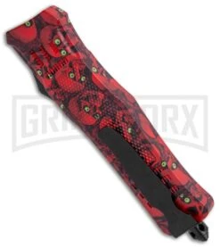 Atomic Defender Large OTF Automatic Knife Red Skull - Two Tone Drop Point 9 Atomic Defender Large OTF Automatic Knife Red Skull - Two Tone Drop Point -Grindworx Atomic Defender Red Skull DP OTF Auto TT GX 35867 jr side large