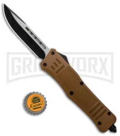 Atomic Defender Large OTF Automatic Knife Sand Brown - Two Tone Drop Point 11 Atomic Defender Large OTF Automatic Knife Sand Brown - Two Tone Drop Point -Grindworx Atomic Defender Sand Brown OTF Auto TT Plain GX 33729 jr bottlecap large