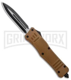 Atomic Defender Large OTF Automatic Knife Sand Brown - Two Tone Dagger