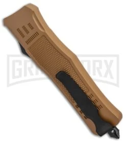 Atomic Defender Large OTF Automatic Knife Sand Brown - Two Tone Dagger 9 Atomic Defender Large OTF Automatic Knife Sand Brown - Two Tone Dagger -Grindworx Atomic Defender Sand OTF Auto Dagger TT GX 33728 jr side large