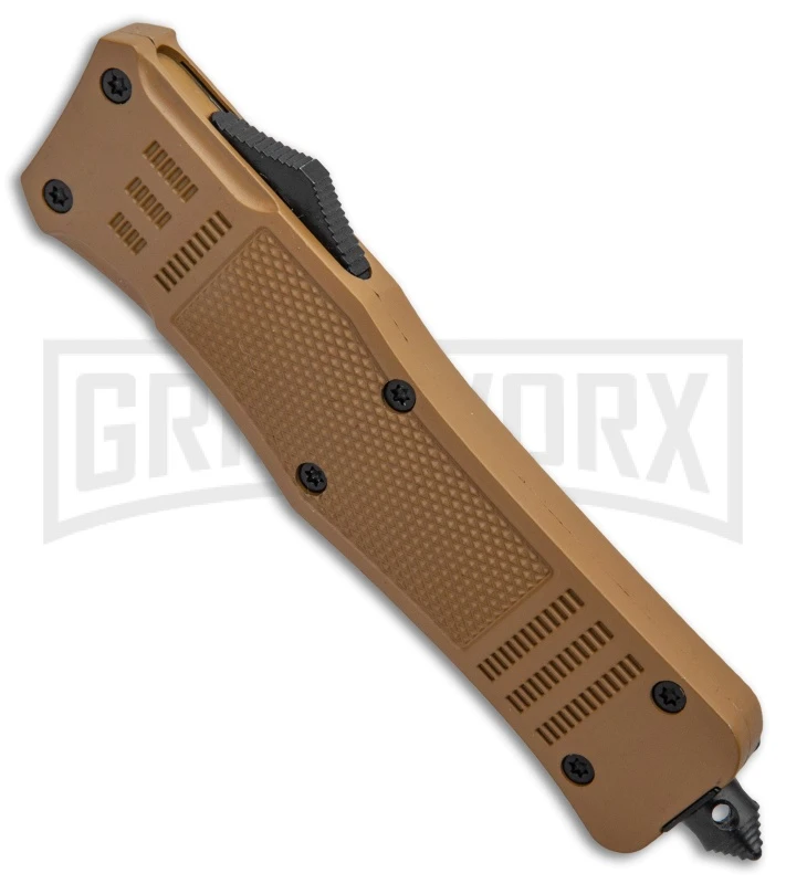 Atomic Defender Large OTF Automatic Knife Sand Brown - Two Tone Dagger 4 Atomic Defender Large OTF Automatic Knife Sand Brown - Two Tone Dagger - Image 2