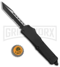 Atomic Lance Tanto Black OTF Automatic Knife - Two Tone Serr -Grindworx Atomic Lance Tanto Black OTF Auto TT Serr GX 19199 jr bottlecap large