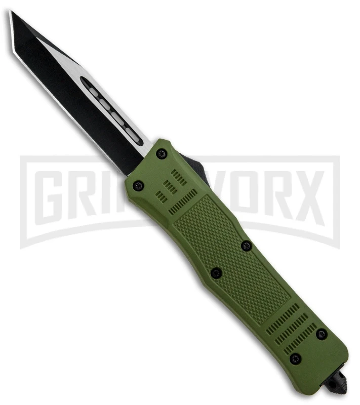 Atomic Defender Large OTF Automatic Knife OD Green - Two Tone Tanto 3 Atomic Defender Large OTF Automatic Knife OD Green - Two Tone Tanto