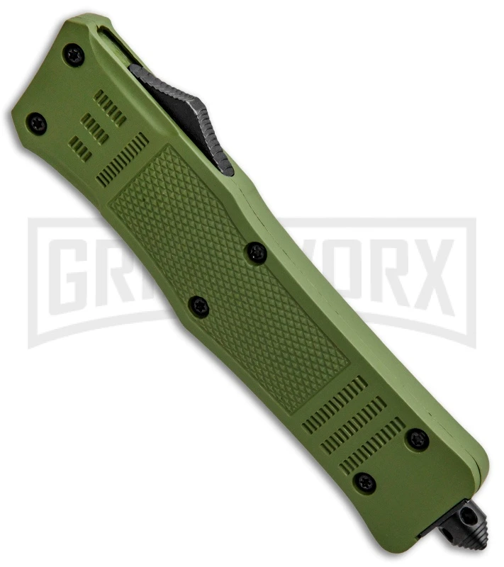 Atomic Defender Large OTF Automatic Knife OD Green - Two Tone Tanto 4 Atomic Defender Large OTF Automatic Knife OD Green - Two Tone Tanto - Image 2