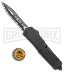 Atomic Lance Black OTF Automatic Knife - Two Tone Double Serr -Grindworx Atomic Large Shield Dagger Black OTF Auto TT Double Serr GX 38227 jr bottlecap large