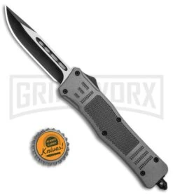 Atomic Defender Medium OTF Automatic Knife Gray - Two Tone Drop Point 11 Atomic Defender Medium OTF Automatic Knife Gray - Two Tone Drop Point -Grindworx Atomic Medium Defender Gray OTF Auto DP TT GX 35855 jr bottlecap large