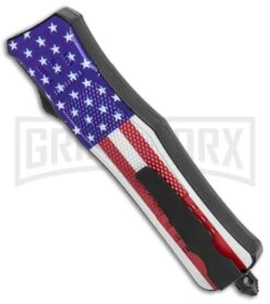 Atomic Defender Medium OTF Automatic Knife Stars & Stripes Flag Two Tone Dagger -Grindworx Atomic Medium Defender USA Flag OTF Auto Dagger TT GX 35870 jr side large