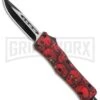 Atomic Defender Mini OTF Automatic Knife Red Skull - Two Tone Drop Point Plain -Grindworx Atomic Mini DP Red Skull OTF Auto TT GX 36430 jr large