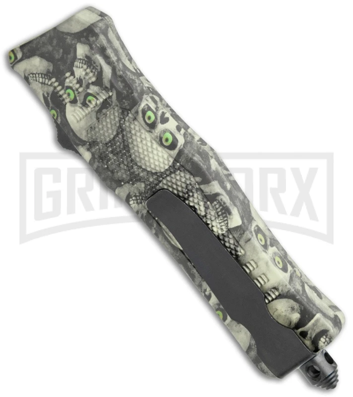 Atomic Defender Mini OTF Automatic Knife Green Skull - Two Tone Dagger 5 Atomic Defender Mini OTF Automatic Knife Green Skull - Two Tone Dagger - Image 3