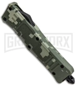 Atomic Defender Mini OTF Automatic Knife Green Digi Camo - Two Tone Tanto -Grindworx Atomic Mini Defender Green Digi Camo OTF Auto Tanto Black Plain GX 32296 jr spine large