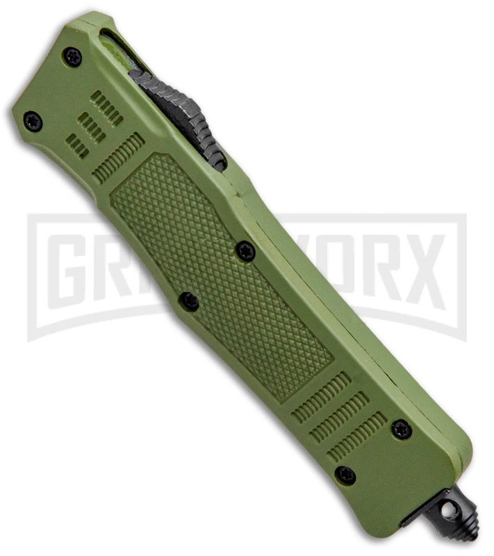 Atomic Defender Mini OTF Automatic Knife OD Green - Serr Black Dagger 4 Atomic Defender Mini OTF Automatic Knife OD Green - Serr Black Dagger - Image 2