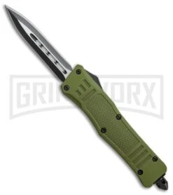 Atomic Defender Mini OTF Automatic Knife OD Green - Plain Two Tone Dagger