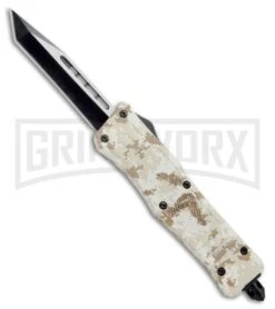 Atomic Defender Mini OTF Automatic Knife Tan Digi Camo - Two Tone Tanto