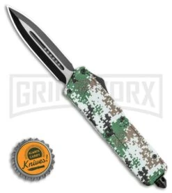 Rumble Camo D/A OTF Automatic Knife - Dagger Two Tone -Grindworx Atomic Rumble Camo OTF Automatic Knife Dagger Two Tone GX 35609 LS Bottlecap large