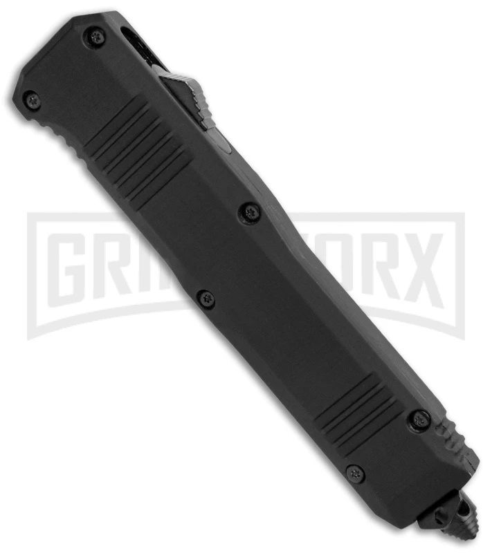 Atomic Shield Large Drop Point Black OTF Automatic Knife - Two Tone Serrated 4 Atomic Shield Large Drop Point Black OTF Automatic Knife - Two Tone Serrated - Image 2