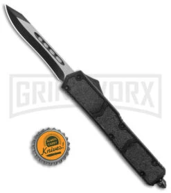 Atomic Slim Recurve Black OTF Automatic Knife - Two Tone Plain -Grindworx Atomic Slim Recurve Black OTF Auto TT GX 38529 jr bottlecap large