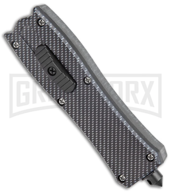 Belly Button Sim Carbon Fiber OTF Automatic Knife - Black Plain 4 Belly Button Sim Carbon Fiber OTF Automatic Knife - Black Plain - Image 2