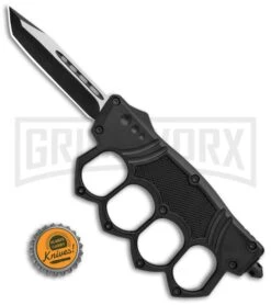 OTF Automatic Knuckle Knife - Tanto Two-Tone -Grindworx Black OTF Knuckle Knife Art Deco Design Tanto TT GX 35893 jr bottlecap large