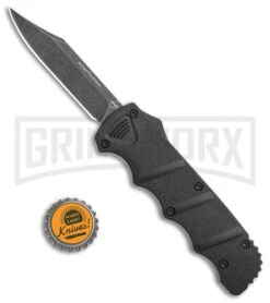 Boker Kalashnikov Black Aluminum OTF Automatic Knife - Bowie Black SW Plain -Grindworx Boker Plus Kalashnikov DA OTF Auto Black SW BHQ 113130 jr bottlecap large