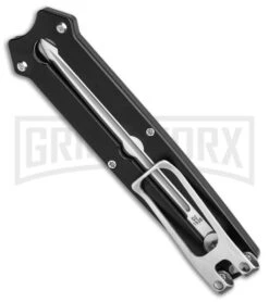 Boker Plus Slike Black OTF Manual Dagger Knife - Stonewash Plain -Grindworx Boker Plus Slike Manual OTF Knife Black G10 2in SW BHQ 39166 td side large