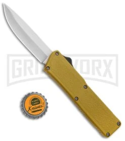 Bolt Desert Tan D/A OTF Automatic Knife - Satin Plain -Grindworx Bolt Desert Tan DA OTF Auto Satin GX 17179 jr bottlecap large