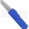 Chud Blue OTF Automatic Knife - Stonewash Tanto Plain 1 Chud Blue OTF Automatic Knife - Stonewash Tanto Plain -Grindworx Chud Mini Blue OTF Auto Pocket Clip BB Tanto GX 38561 jr large