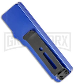 Chud Blue OTF Automatic Knife - Stonewash Tanto Plain -Grindworx Chud Mini Blue OTF Auto Pocket Clip BB Tanto GX 38561 jr side large
