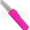 Chud Pink OTF Automatic Knife - Stonewash Tanto Plain -Grindworx Chud Mini Pink OTF Auto Pocket Clip BB Tanto GX 38556 jr large