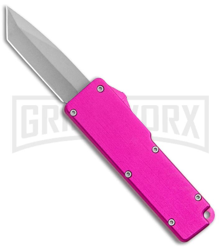 Chud Pink OTF Automatic Knife - Stonewash Tanto Plain 3 Chud Pink OTF Automatic Knife - Stonewash Tanto Plain