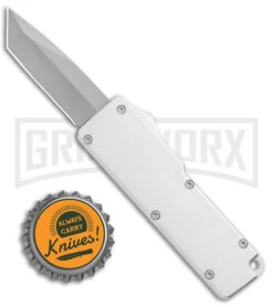 Chud Silver OTF Automatic Knife - Satin Tanto Plain -Grindworx Chud Mini Silver OTF Auto Satin Tanto GX 38494 jr bottlecap large