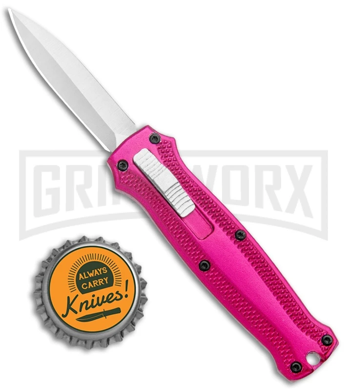 Coffin Blaster 2.0 Textured Pink DA/OTF Automatic Knife - (2" Satin) 6 Coffin Blaster 2.0 Textured Pink DA/OTF Automatic Knife - (2" Satin) - Image 4