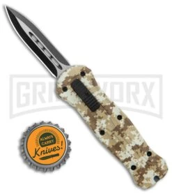 Coffin Blaster 2.0 Textured Tan Digi Camo DA/OTF Automatic - Two Tone Dagger -Grindworx Coffin Blaster 2.0 Textured Tan Digi Camo DA OTF Auto TT Dagger GX 37880 jr bottlecap large