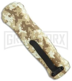Coffin Blaster 2.0 Textured Tan Digi Camo DA/OTF Automatic - Two Tone Dagger -Grindworx Coffin Blaster 2.0 Textured Tan Digi Camo DA OTF Auto TT Dagger GX 37880 jr side large