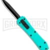 Coffin Blaster Aqua Blue DA/OTF Automatic Knife - Black Plain -Grindworx Coffin Blaster Aqua Blue DA OTF Auto Black Plain GX 35363 jr large