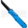 Mini Marvel Blue DA/OTF Automatic Knife - Tanto Black Plain -Grindworx Coffin Blaster Extreme Blue DA Tanto Black Plain GX 34980 jr large